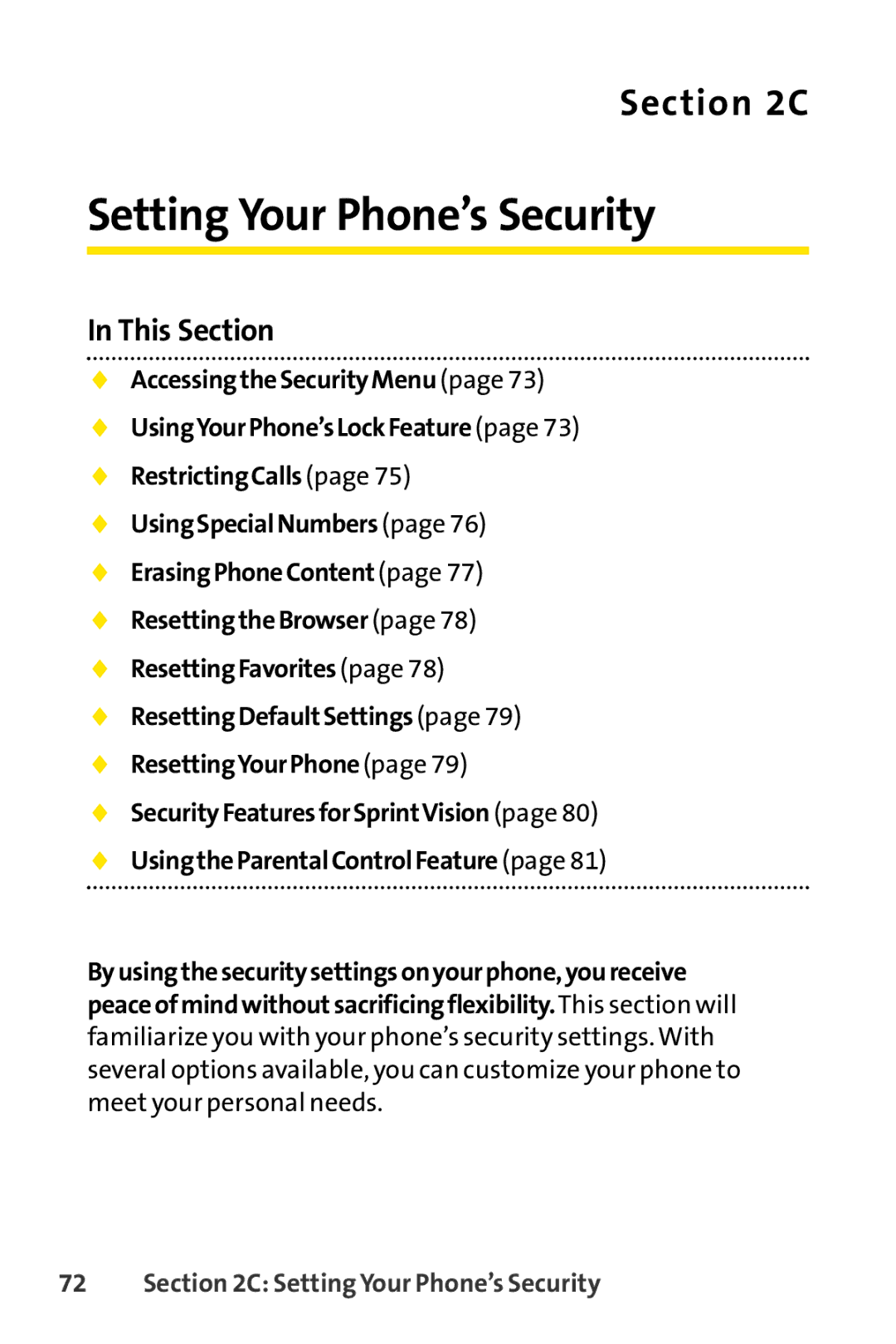 Sprint Nextel S1 manual Setting Your Phone’s Security 