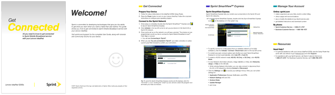 Sprint Nextel S205s manual Connected, Welcome 