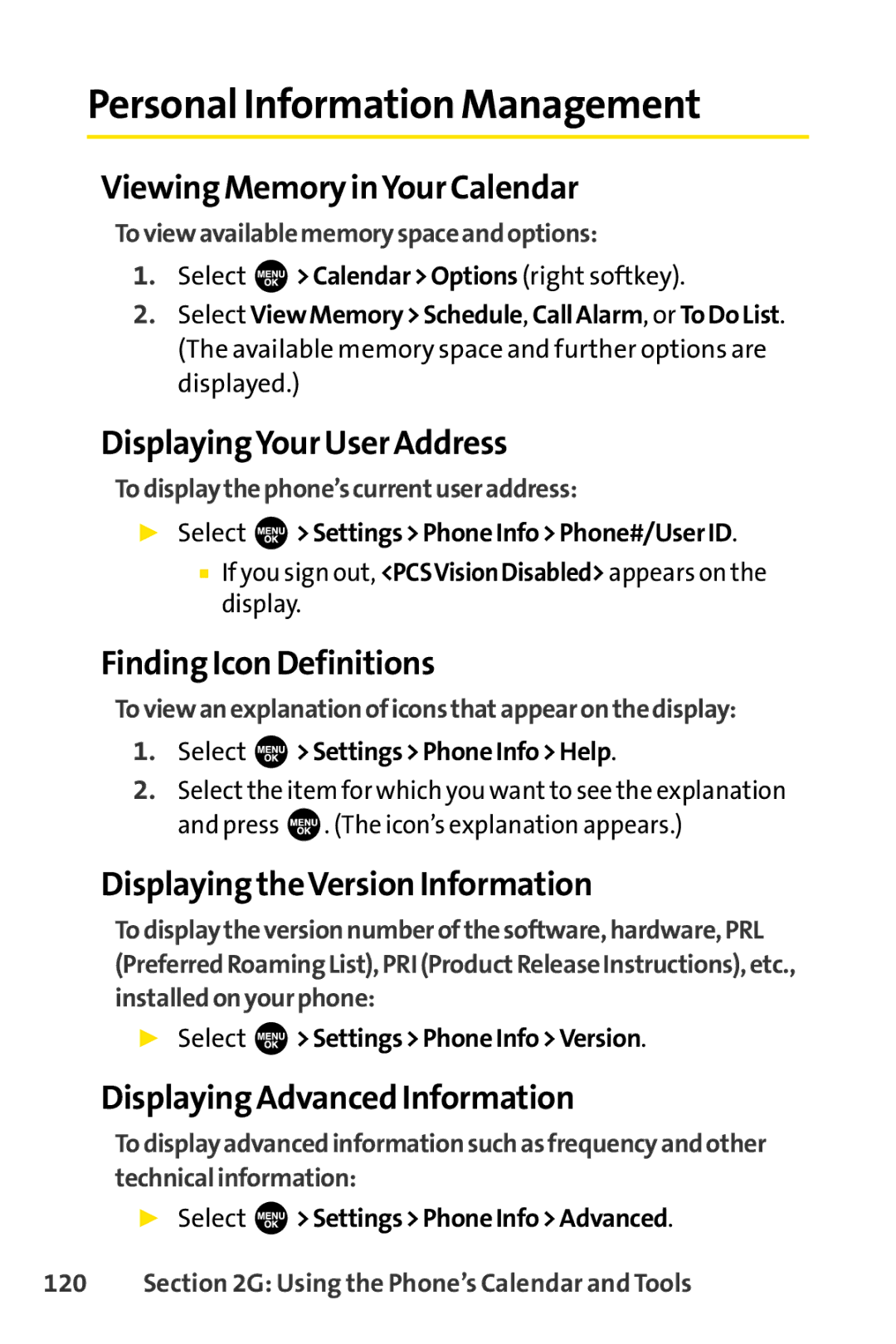 Sprint Nextel SCP-3100 manual Personal Information Management 