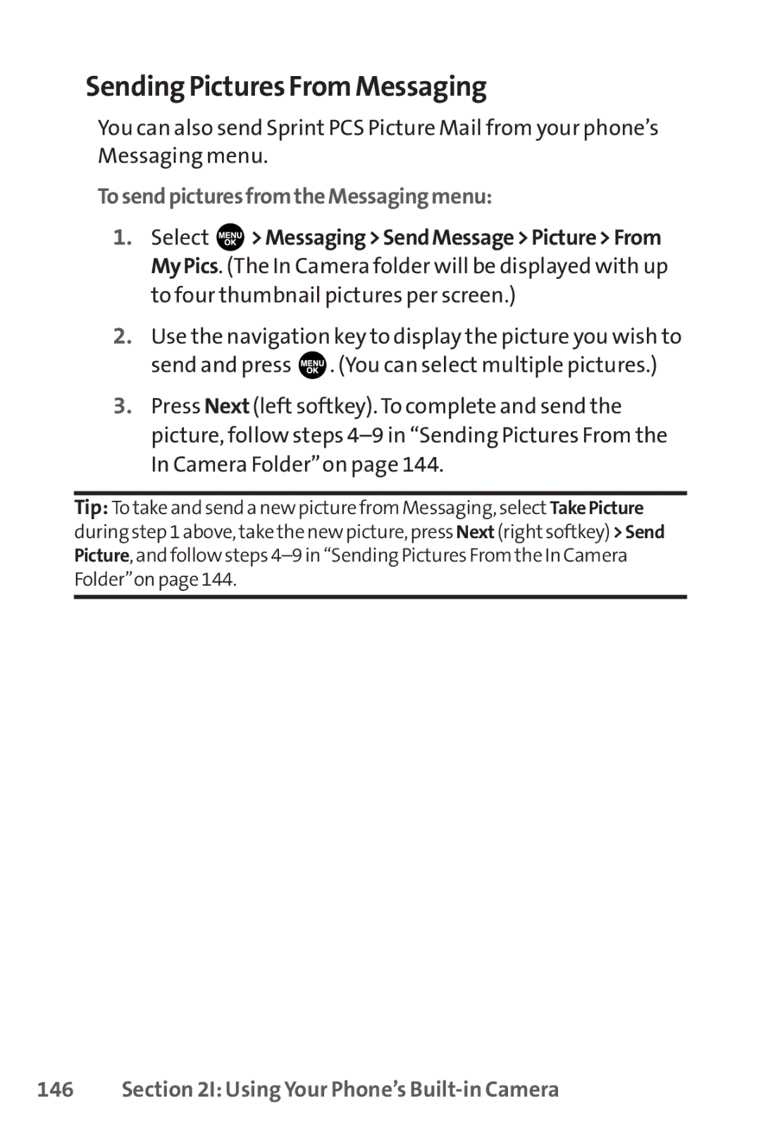 Sprint Nextel SCP-3100 manual Sending Pictures From Messaging, TosendpicturesfromtheMessagingmenu 