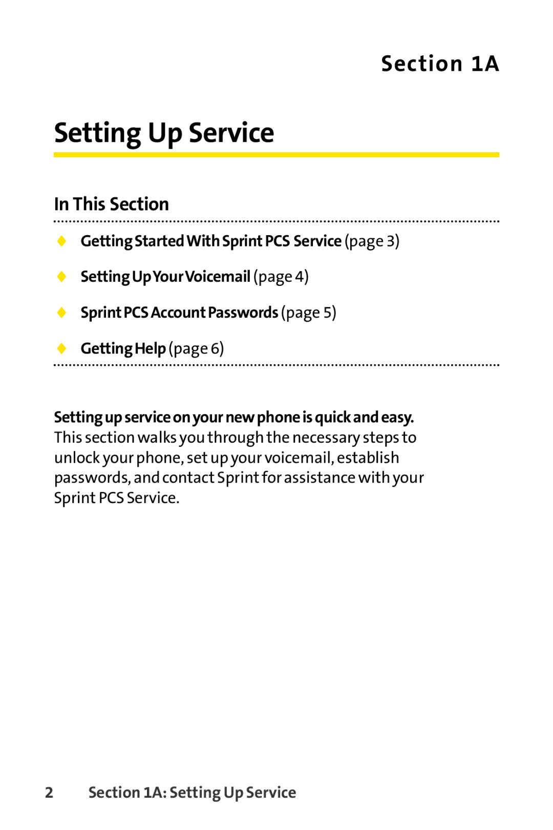 Sprint Nextel SCP-3100 manual Setting Up Service, This Section 