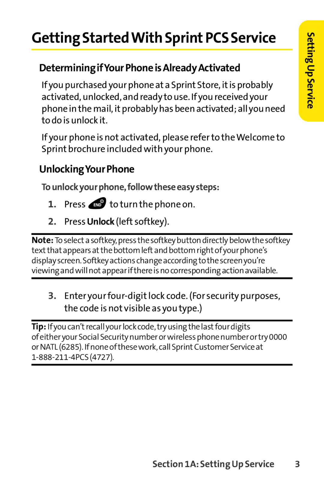 Sprint Nextel SCP-3100 manual DeterminingifYourPhoneisAlreadyActivated, UnlockingYourPhone 