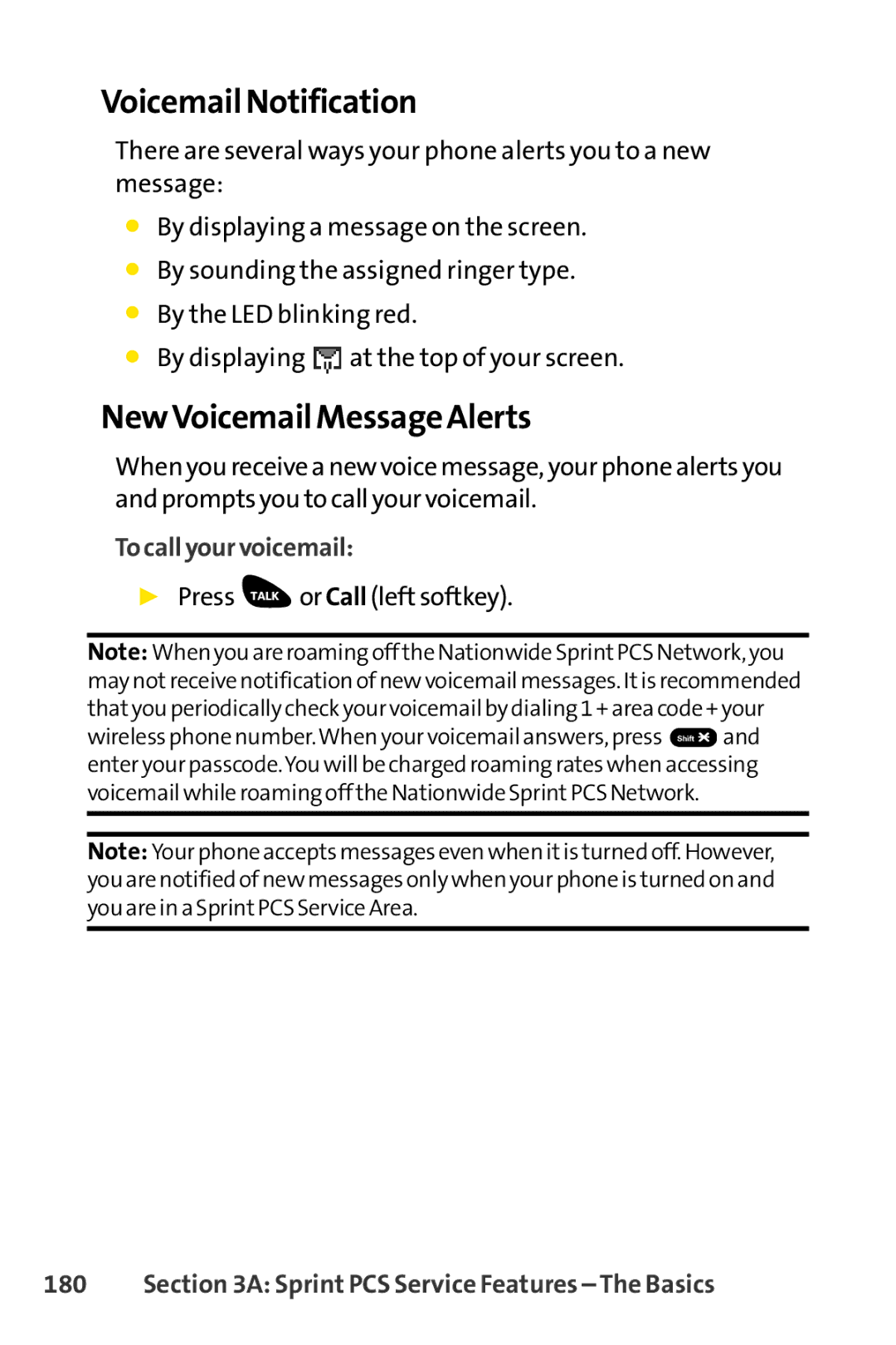 Sprint Nextel SCP-3100 manual Voicemail Notification, NewVoicemail Message Alerts, To call your voicemail 