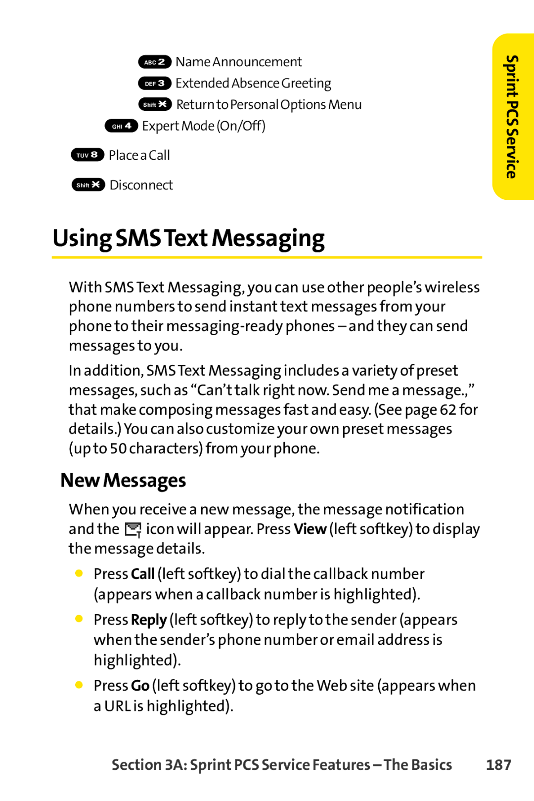 Sprint Nextel SCP-3100 manual Using SMSTextMessaging, New Messages, 187 