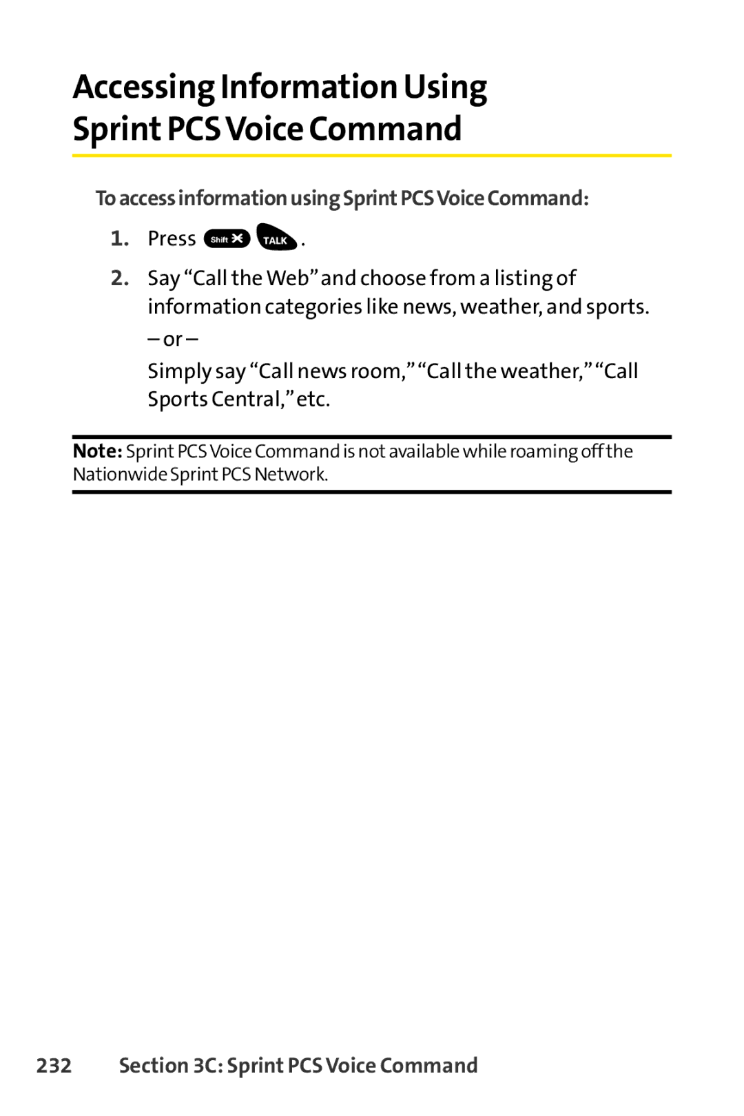 Sprint Nextel SCP-3100 Accessing Information Using Sprint PCSVoice Command, ToaccessinformationusingSprintPCSVoiceCommand 