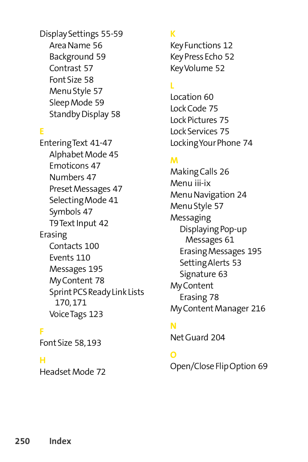 Sprint Nextel SCP-3100 manual Index 