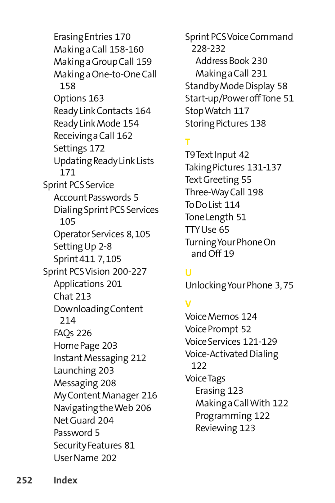 Sprint Nextel SCP-3100 manual Index 