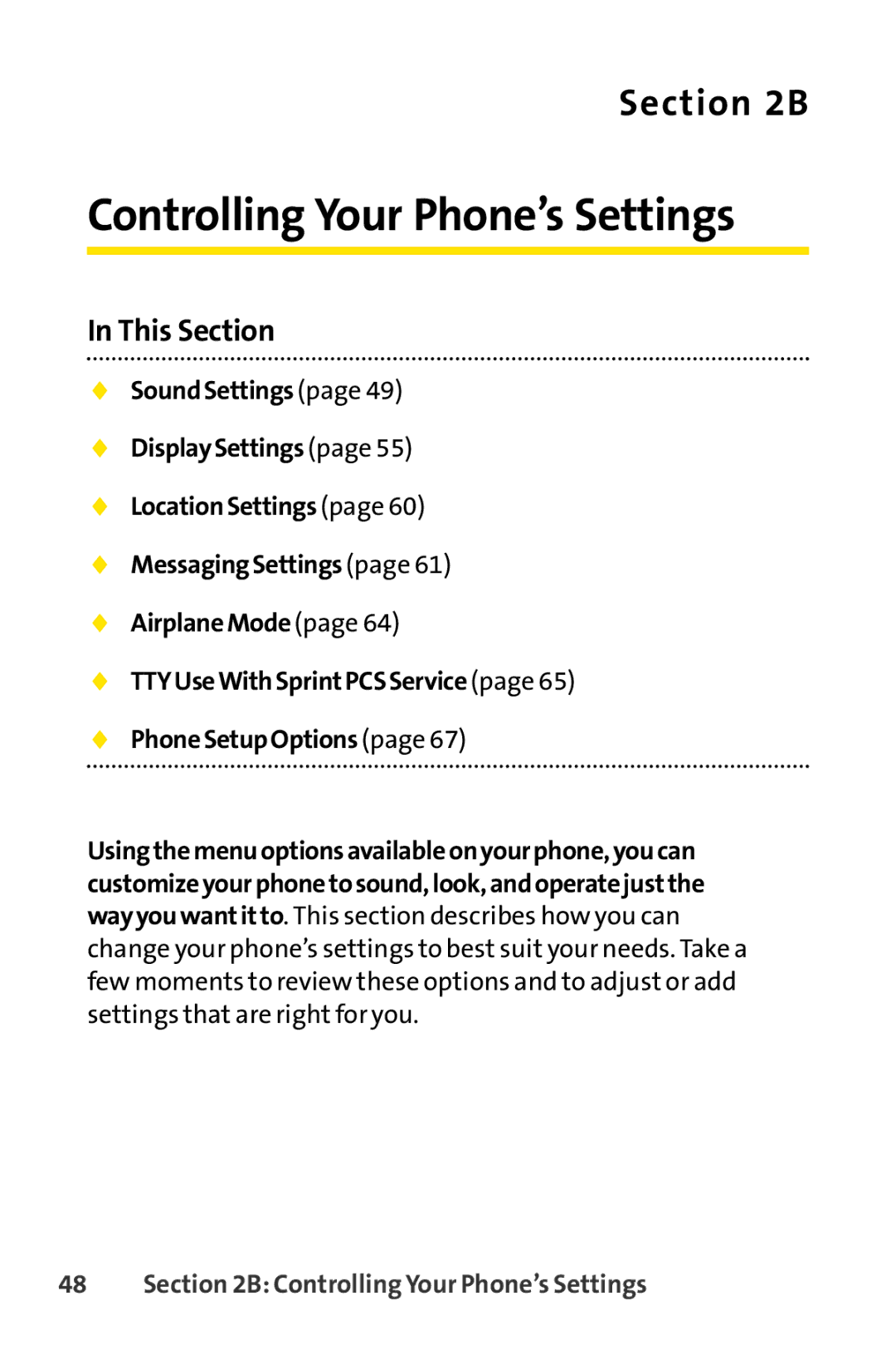 Sprint Nextel SCP-3100 manual Controlling Your Phone’s Settings 