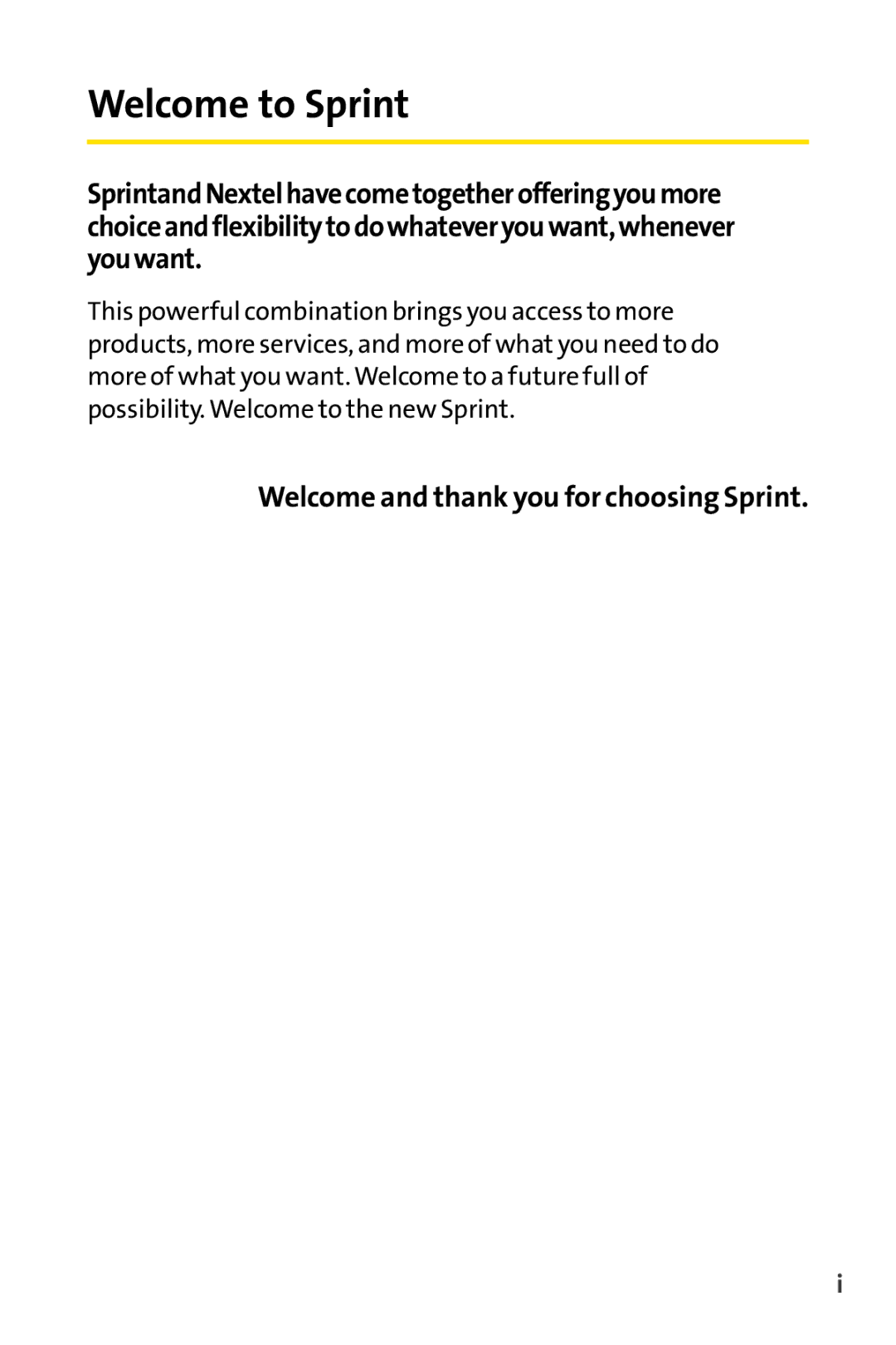 Sprint Nextel SCP-3100 manual Welcome to Sprint, Welcome and thank you for choosing Sprint 