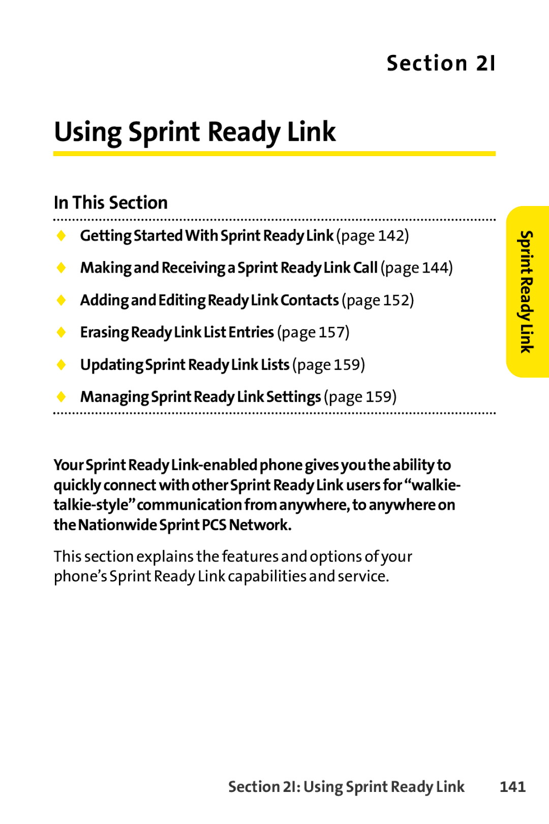 Sprint Nextel SCP-3200 manual Using Sprint Ready Link, 141 