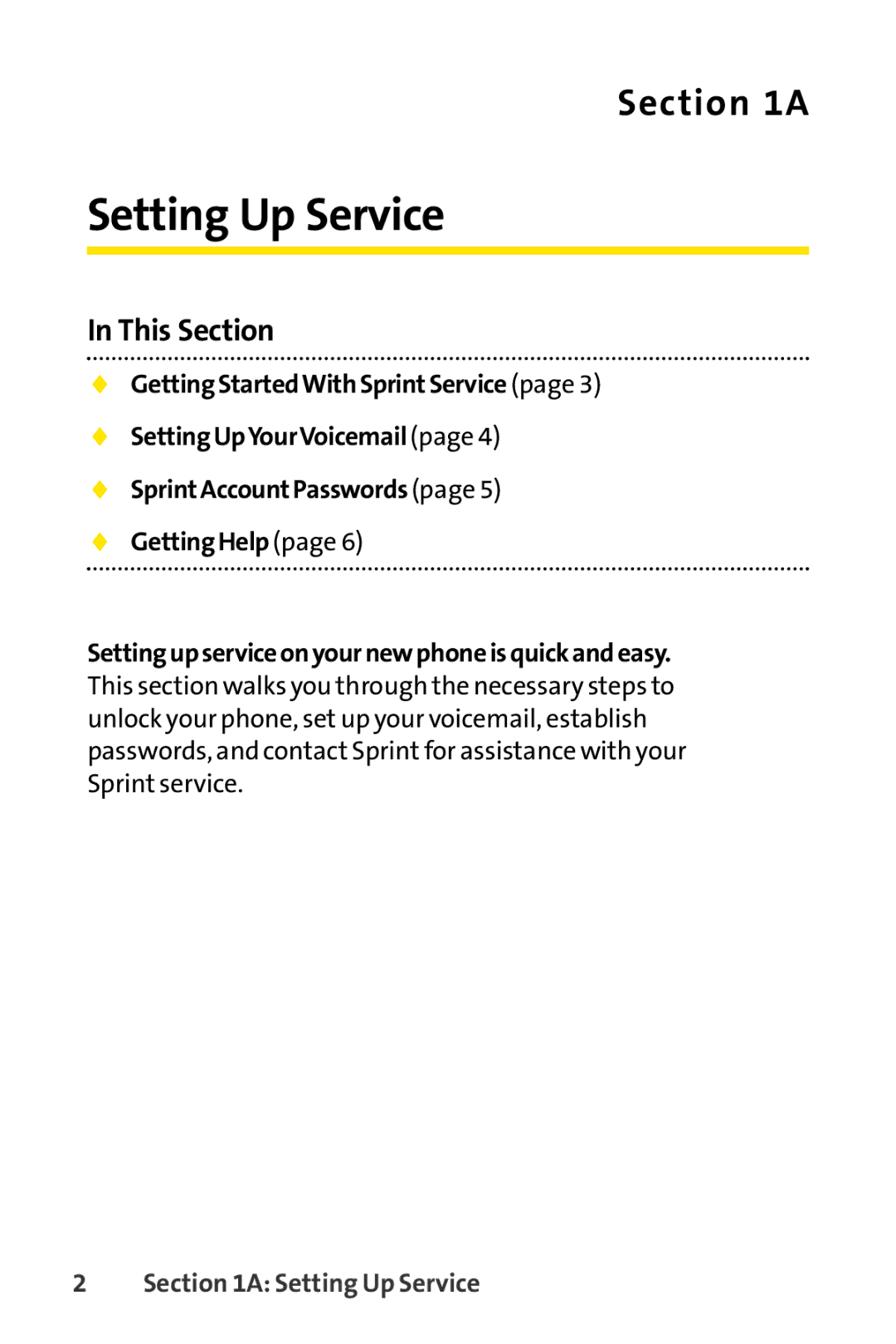 Sprint Nextel SCP-3200 manual Setting Up Service, This Section 