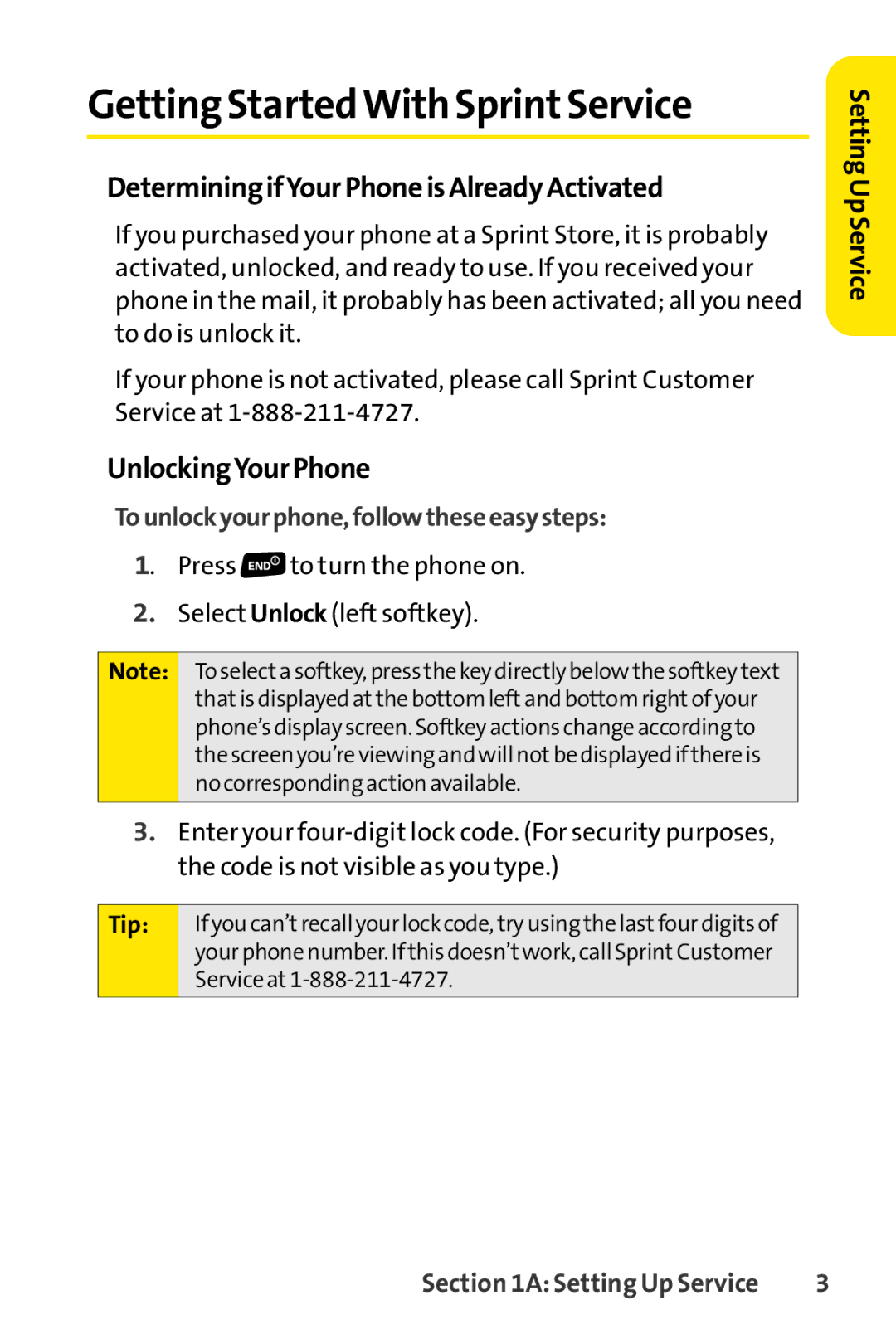 Sprint Nextel SCP-3200 Getting StartedWith SprintService, DeterminingifYourPhoneisAlreadyActivated, UnlockingYourPhone 