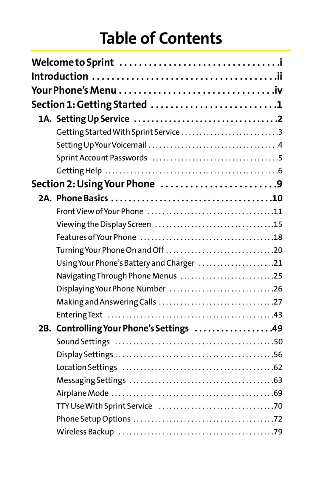 Sprint Nextel SCP-3200 manual Table of Contents 