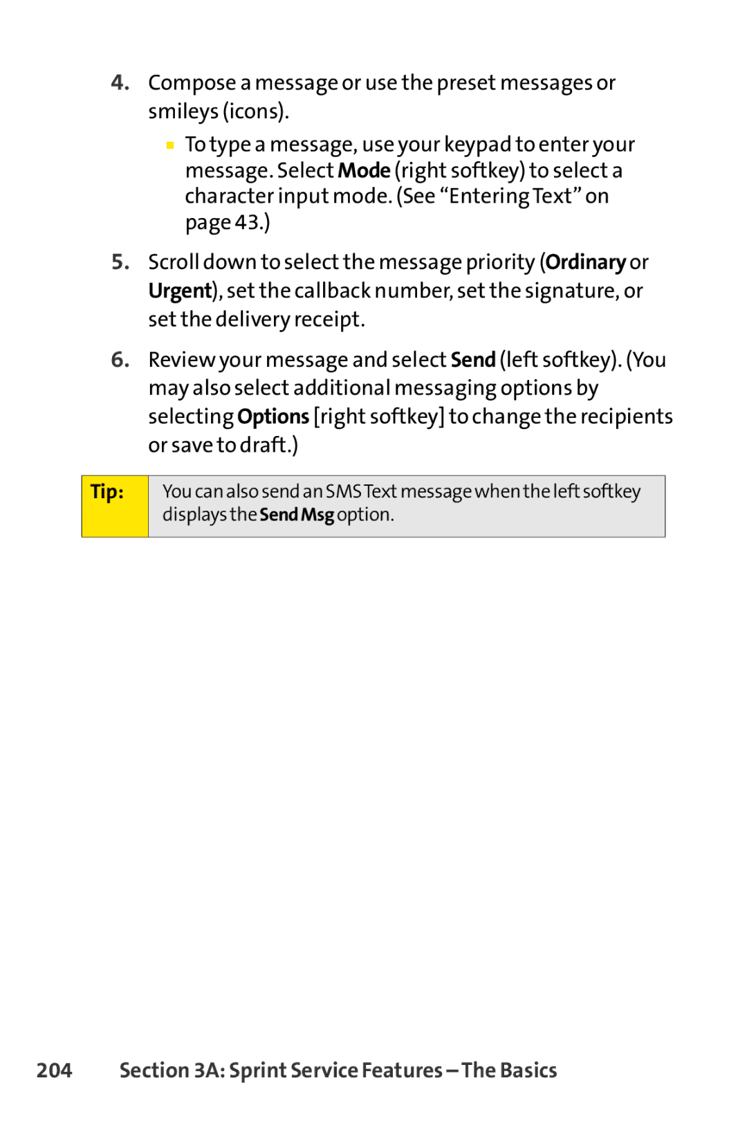 Sprint Nextel SCP-3200 manual Displays the SendMsg option 