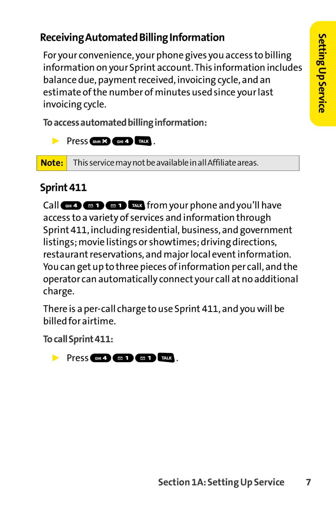 Sprint Nextel SCP-3200 manual ReceivingAutomatedBillingInformation, Sprint411, Toaccessautomatedbillinginformation 