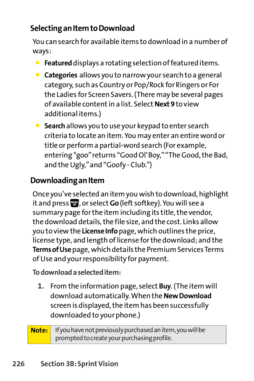 Sprint Nextel SCP-3200 manual SelectinganItemtoDownload, DownloadinganItem, Todownloadaselecteditem 