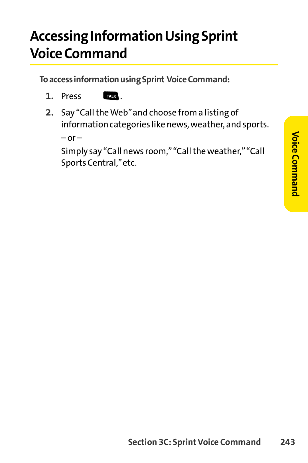 Sprint Nextel SCP-3200 Accessing Information Using Sprint Voice Command, ToaccessinformationusingSprint VoiceCommand, 243 