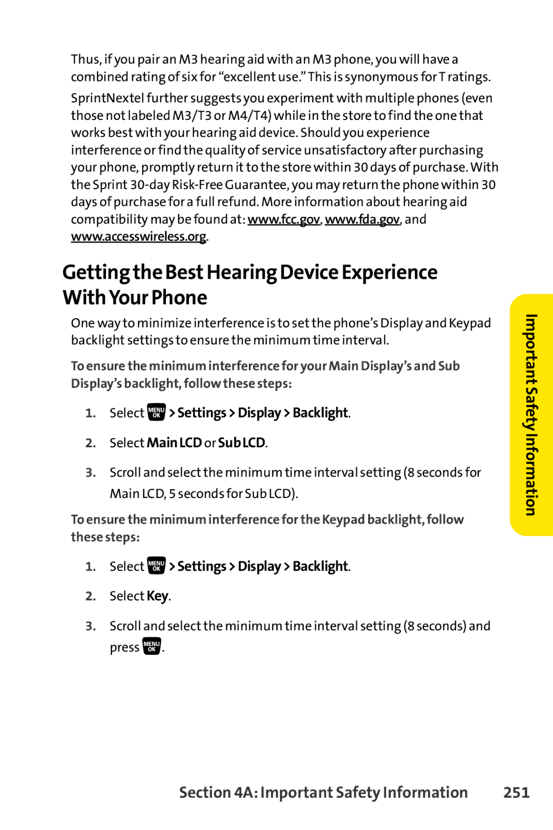 Sprint Nextel SCP-3200 manual Getting the BestHearing Device Experience WithYour Phone, 251 