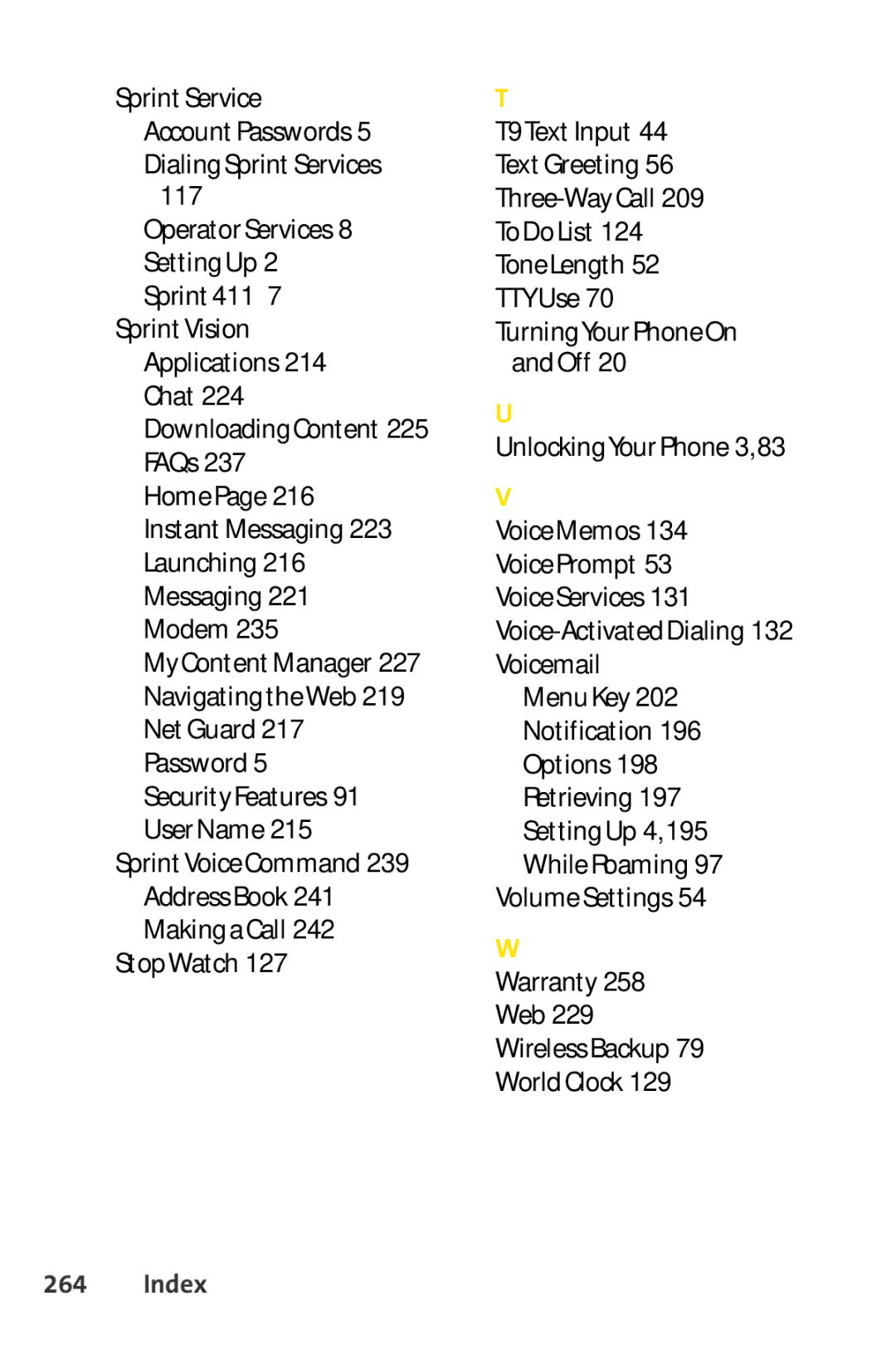 Sprint Nextel SCP-3200 manual Index 