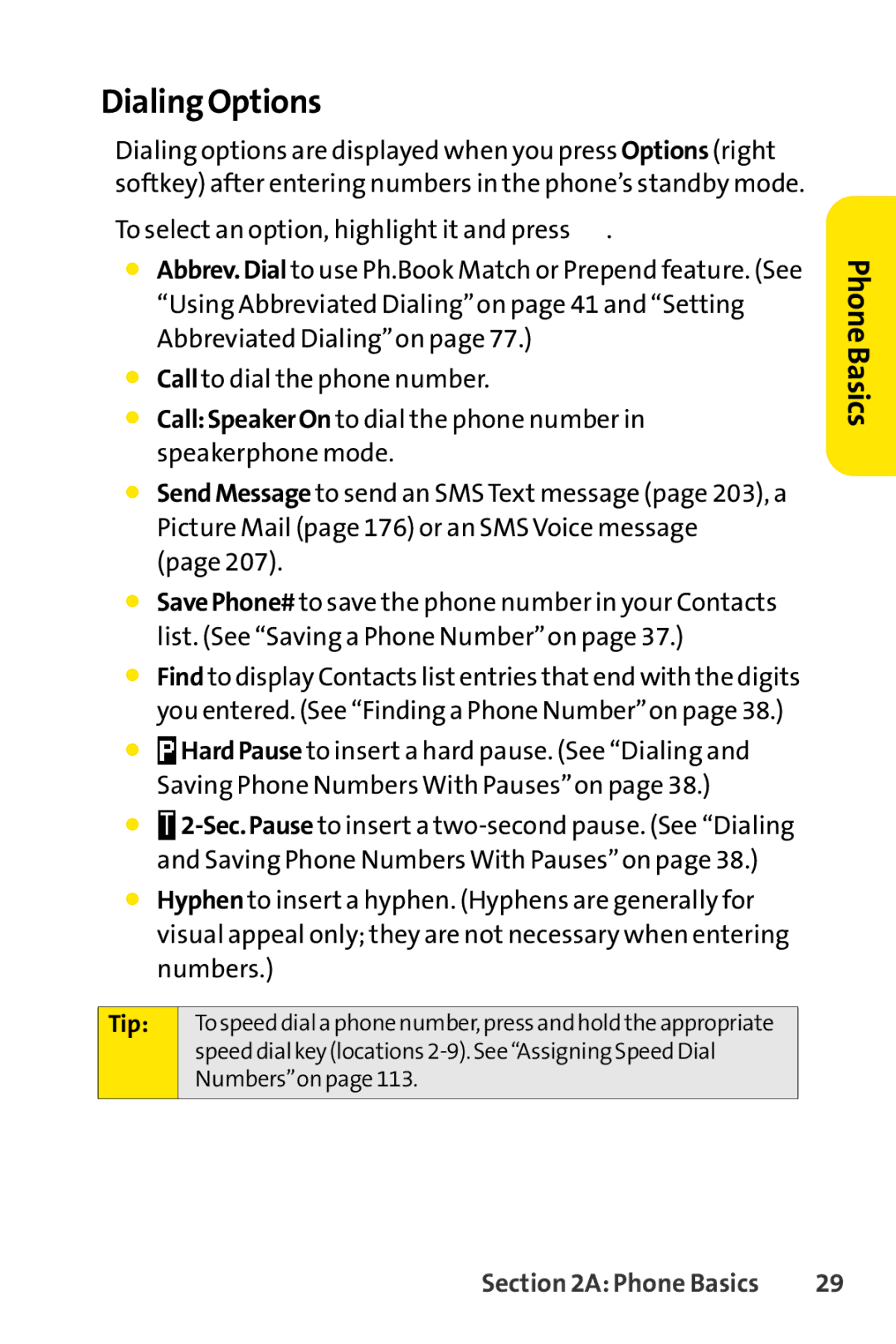 Sprint Nextel SCP-3200 manual Dialing Options 