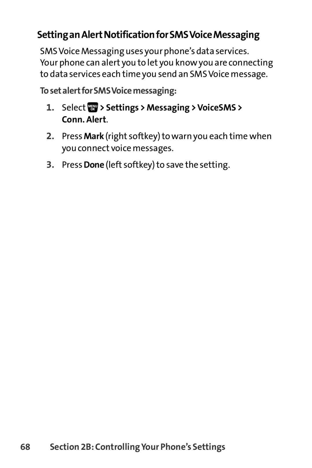 Sprint Nextel SCP-3200 manual SettinganAlertNotificationforSMSVoiceMessaging, TosetalertforSMSVoicemessaging 