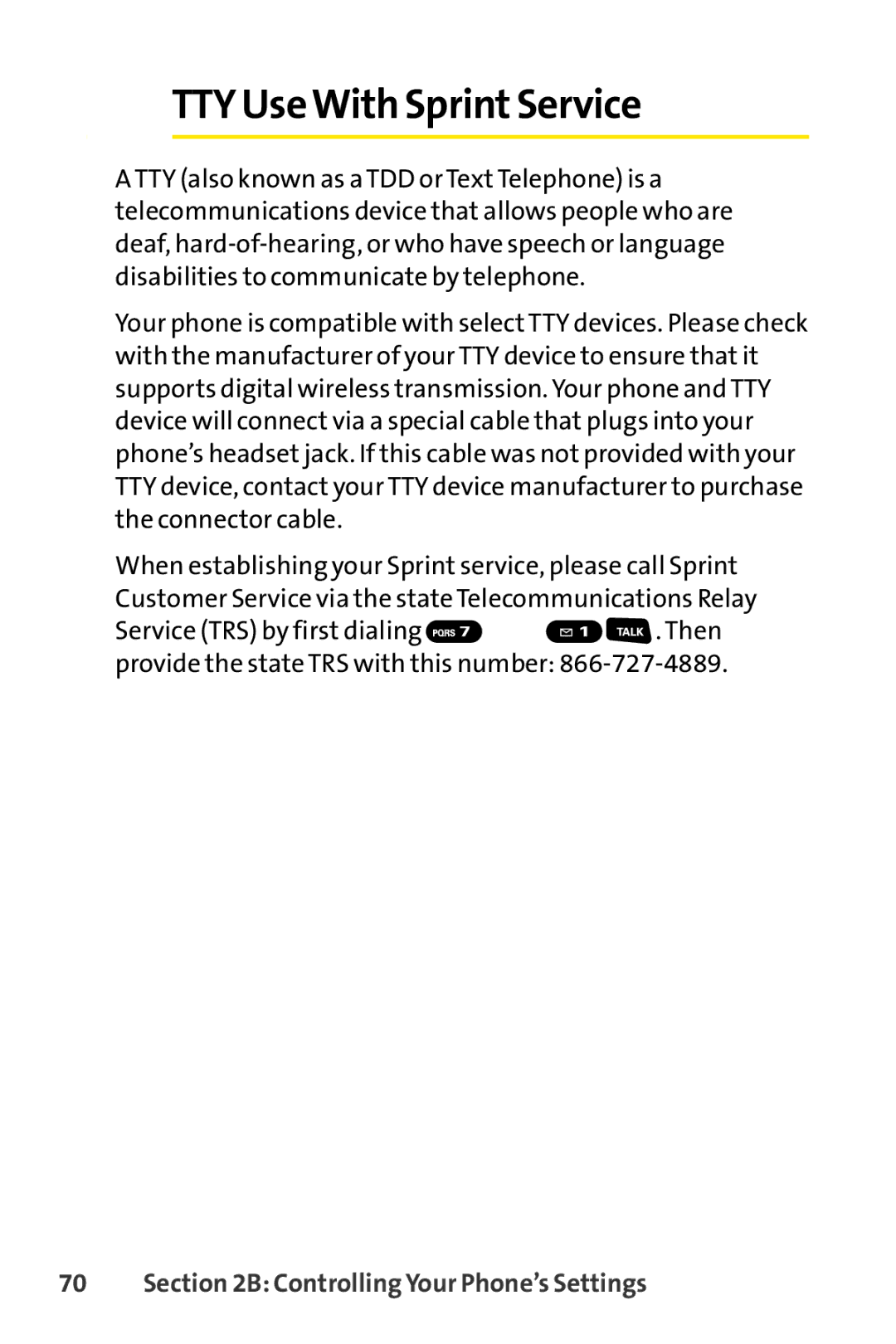 Sprint Nextel SCP-3200 manual TTY UseWith SprintService 