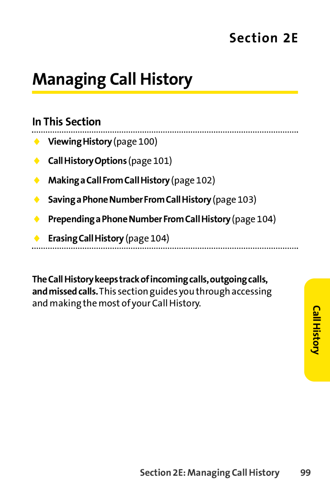 Sprint Nextel SCP-7000 manual Managing Call History 