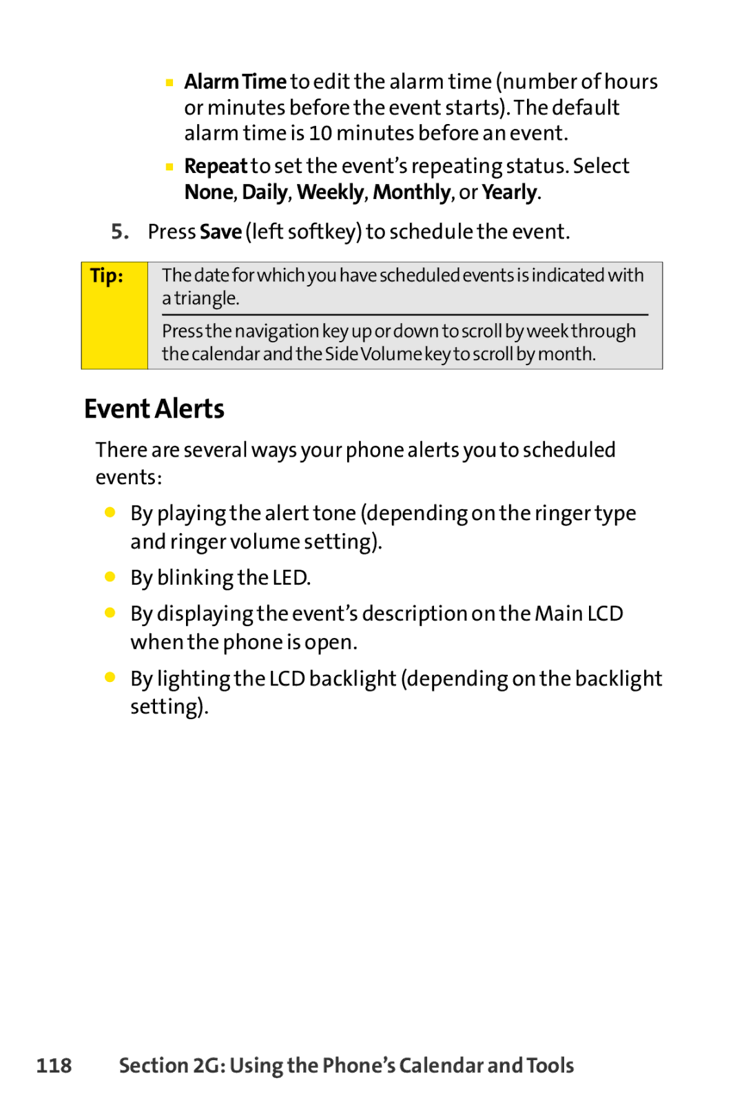 Sprint Nextel SCP-7000 manual Event Alerts 