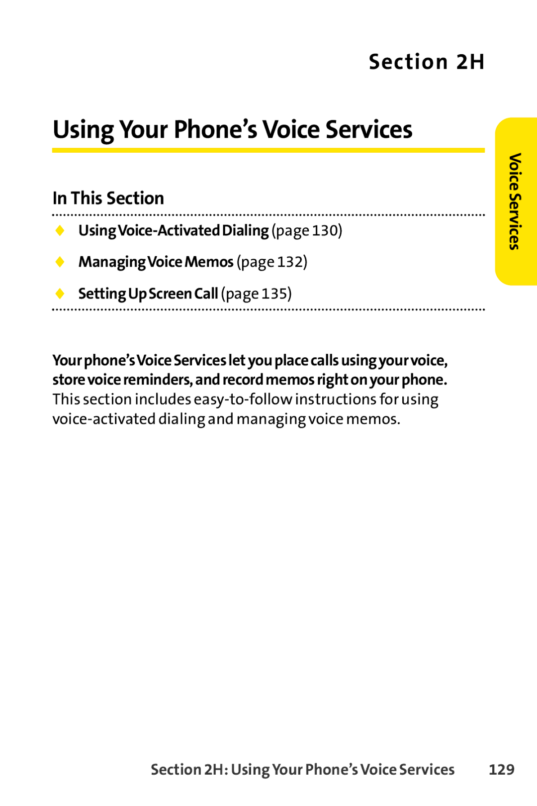 Sprint Nextel SCP-7000 manual Using Your Phone’s Voice Services, 129 