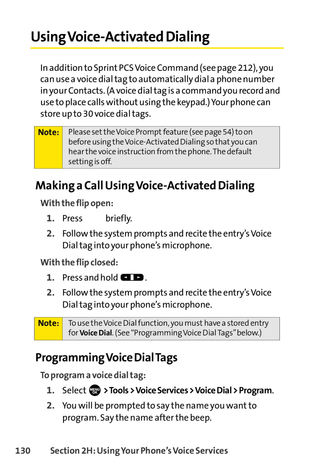 Sprint Nextel SCP-7000 manual UsingVoice-Activated Dialing, Making a Call Using Voice-Activated Dialing 