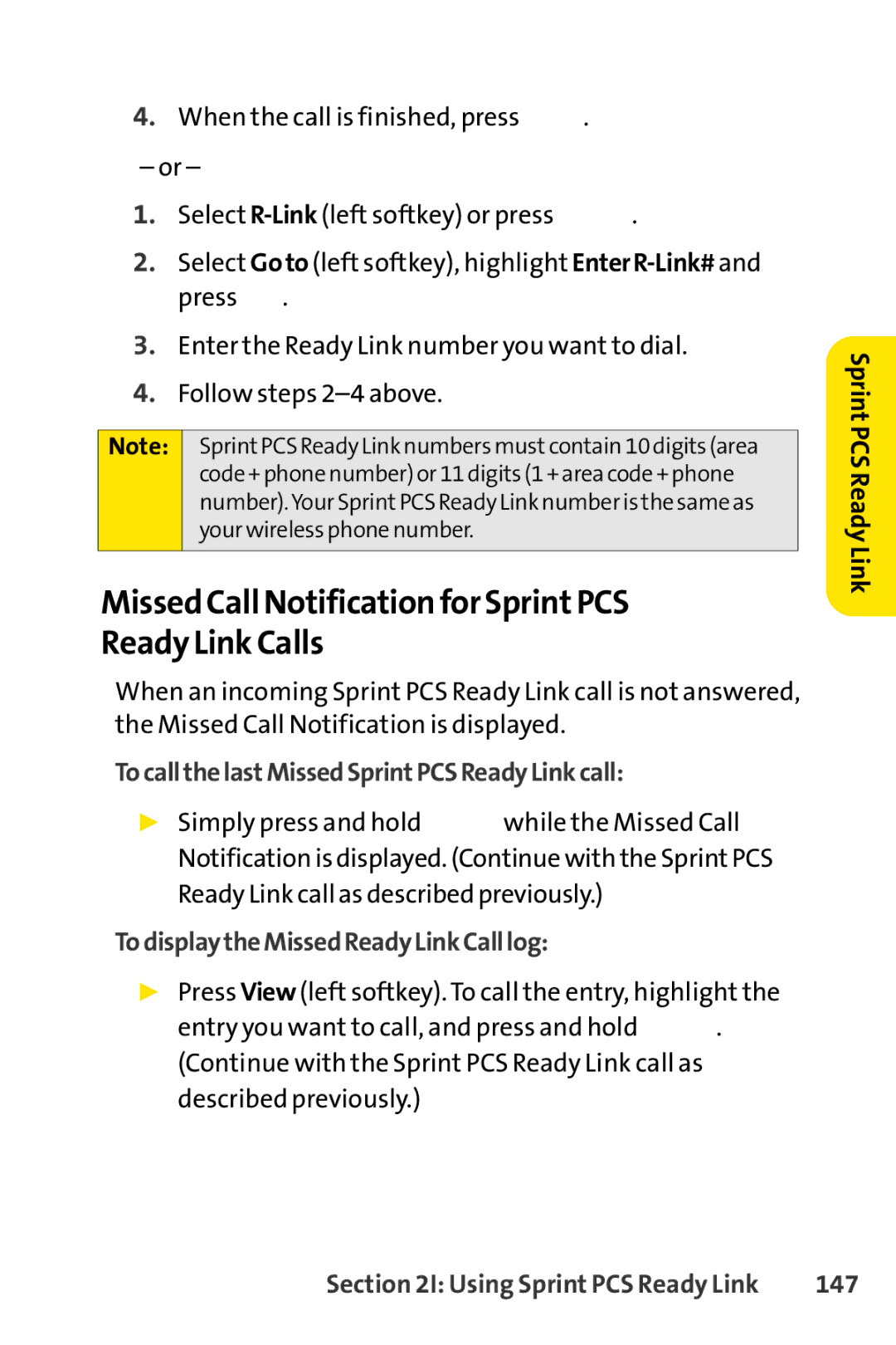 Sprint Nextel SCP-7000 Missed Call Notification for Sprint PCS Ready Link Calls, TocallthelastMissedSprintPCSReadyLinkcall 