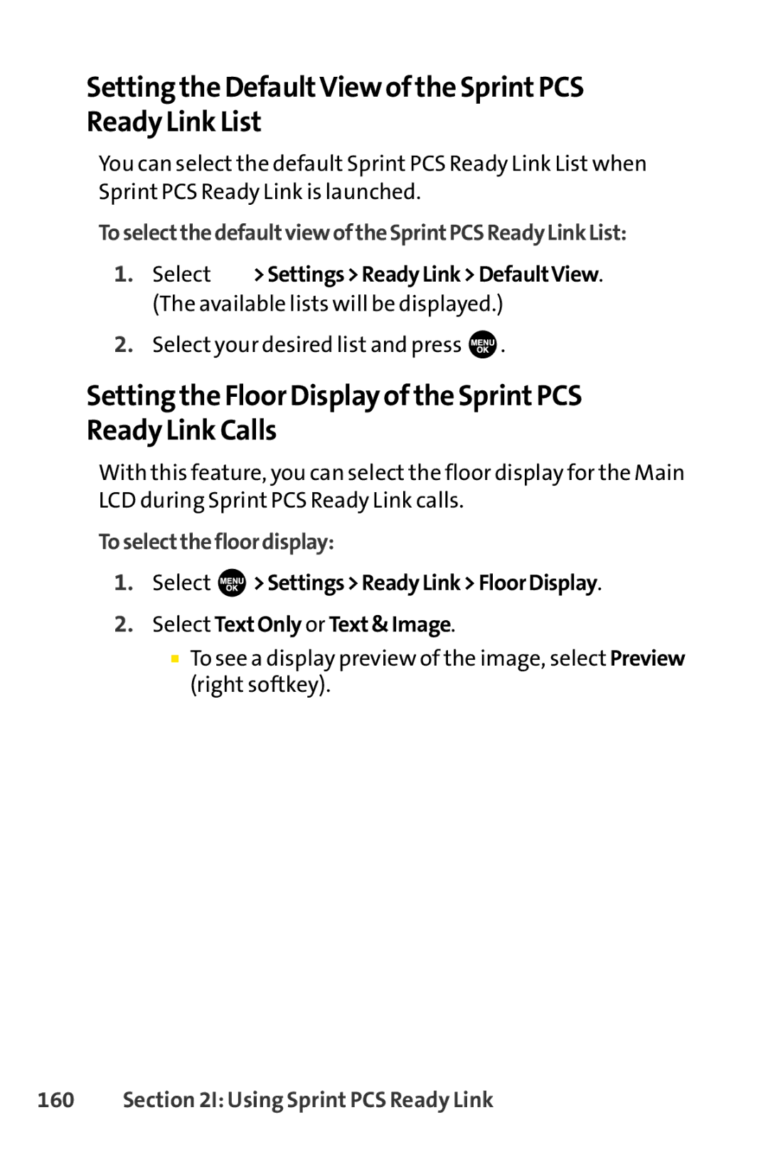 Sprint Nextel SCP-7000 manual Setting the DefaultView of the SprintPCS Ready Link List, Toselectthefloordisplay 