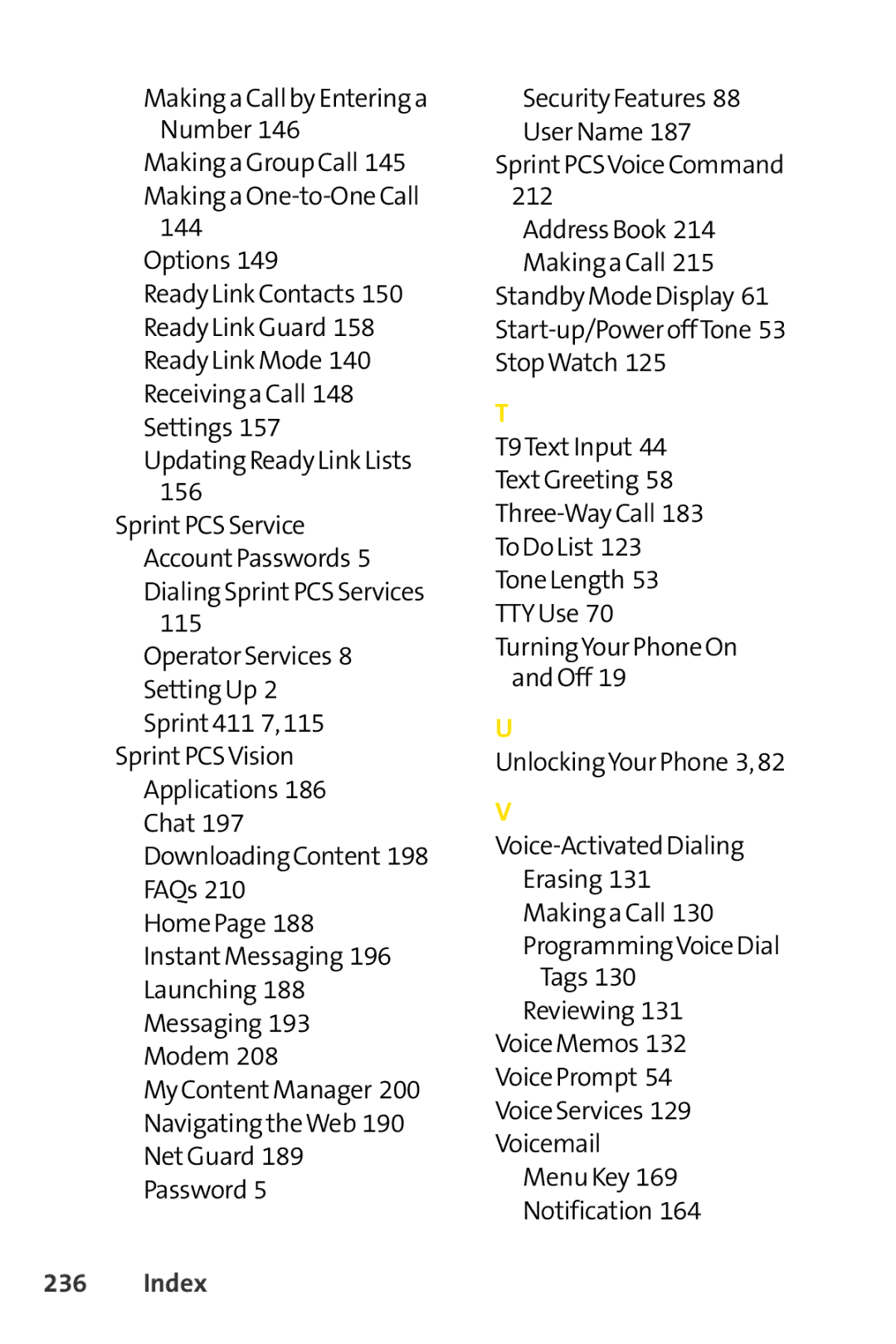 Sprint Nextel SCP-7000 manual Index 