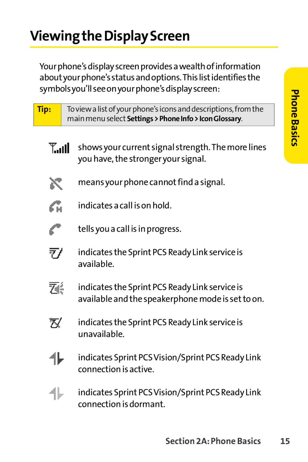 Sprint Nextel SCP-7000 manual Viewing the Display Screen, Tip 