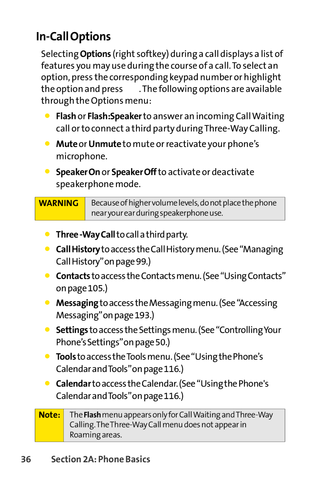 Sprint Nextel SCP-7000 manual In-Call Options 