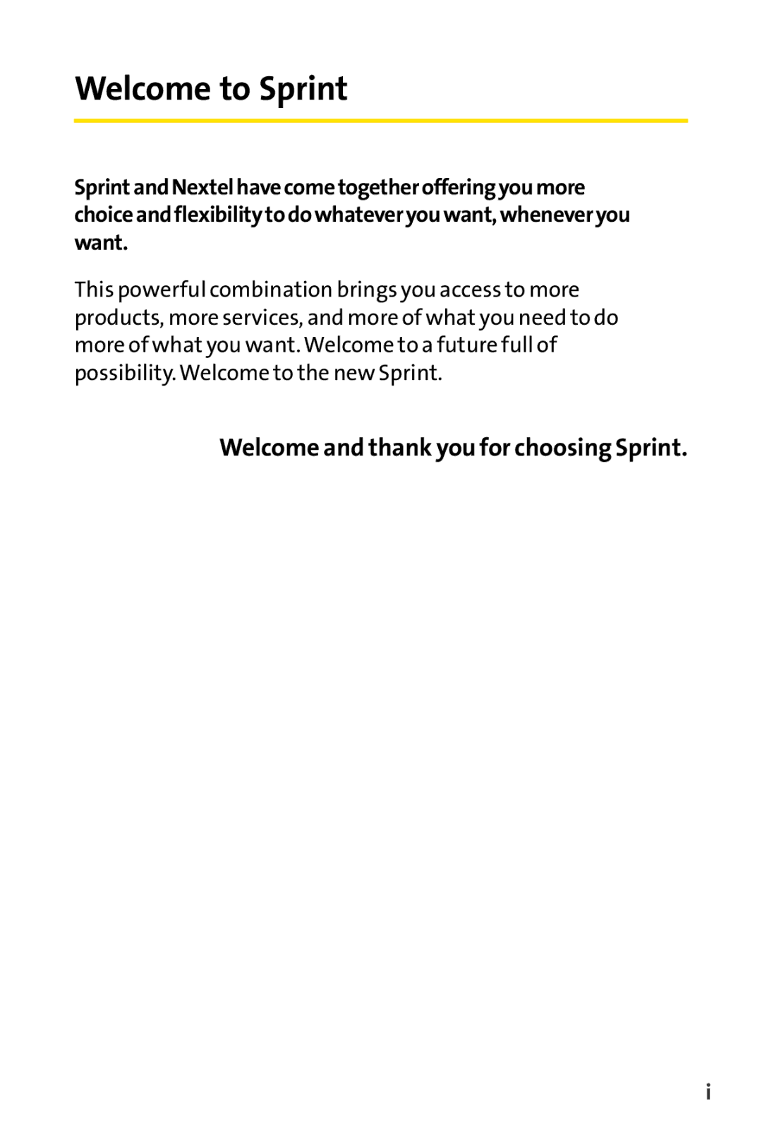 Sprint Nextel SCP-7000 manual Welcome to Sprint, Welcome and thank you for choosing Sprint 