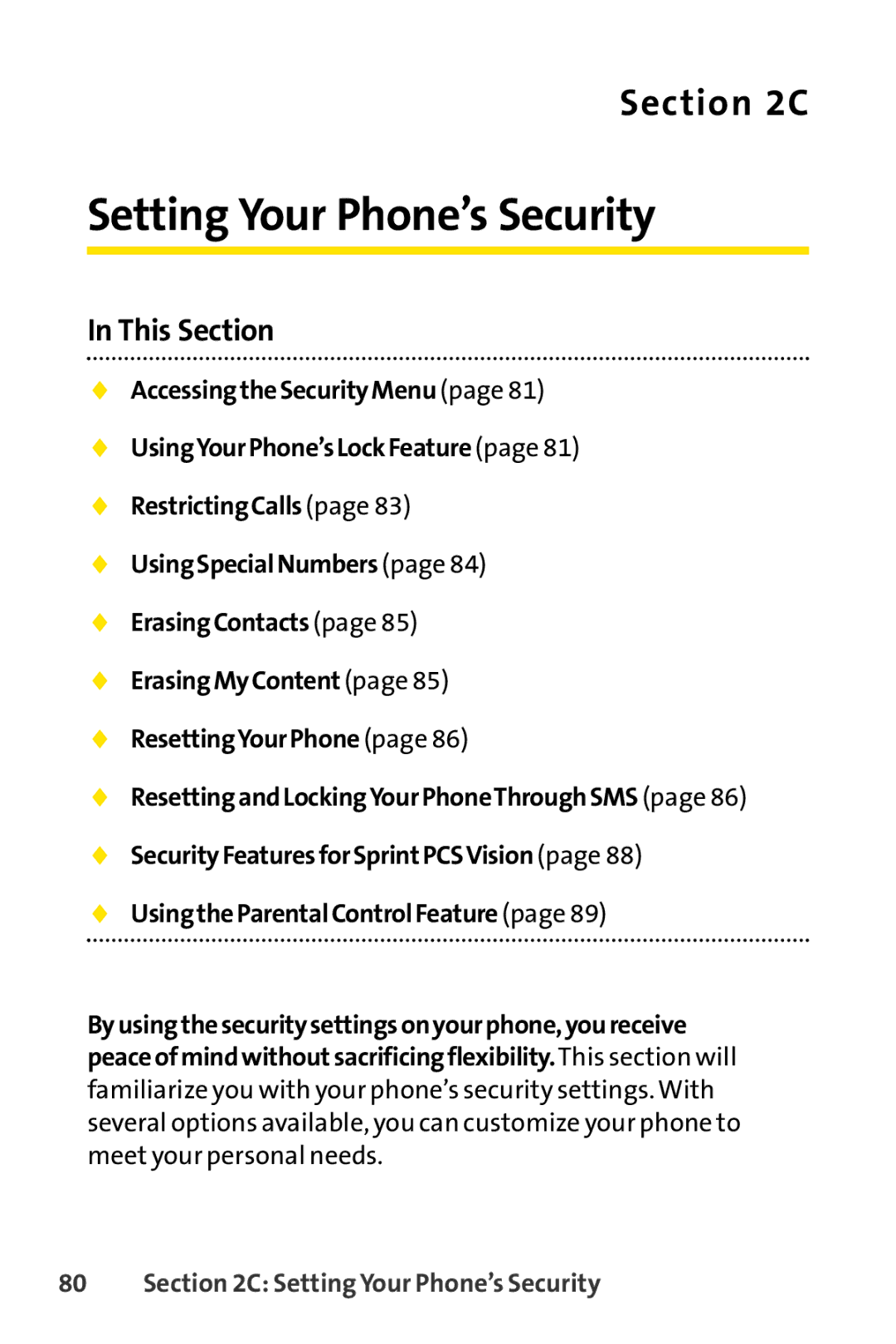 Sprint Nextel SCP-7000 manual Setting Your Phone’s Security 