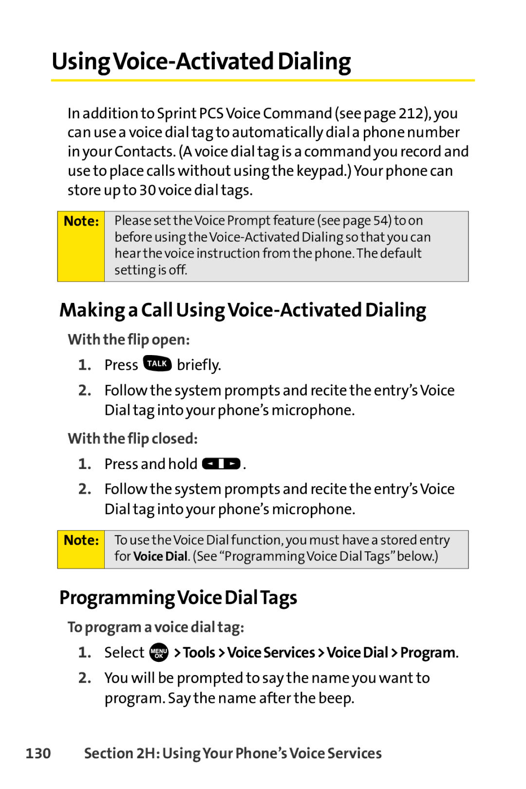 Sprint Nextel SCP-7000 manual UsingVoice-Activated Dialing, Making a Call Using Voice-Activated Dialing 