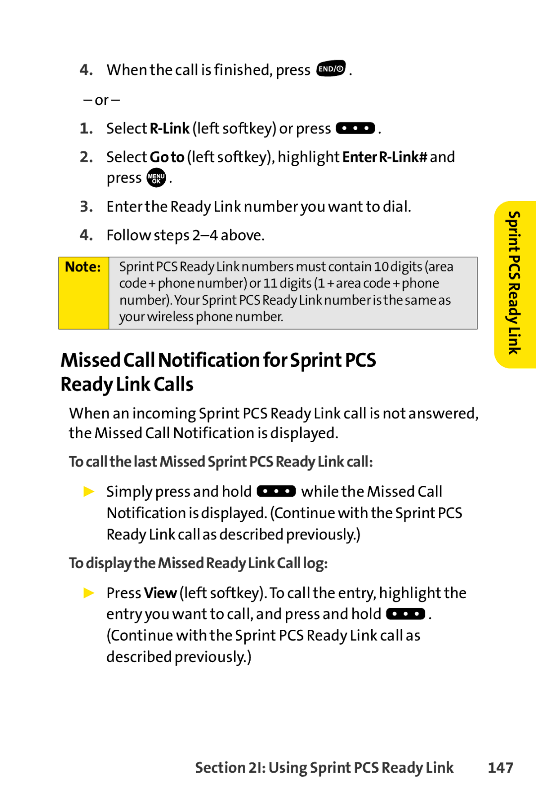 Sprint Nextel SCP-7000 Missed Call Notification for Sprint PCS Ready Link Calls, TocallthelastMissedSprintPCSReadyLinkcall 