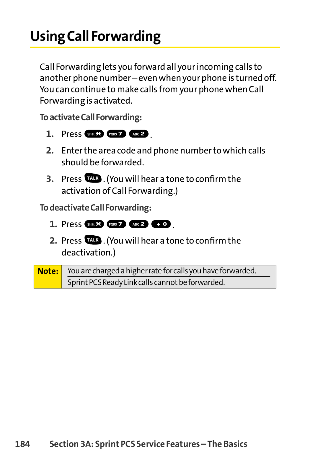 Sprint Nextel SCP-7000 manual Using Call Forwarding, ToactivateCallForwarding, TodeactivateCallForwarding 