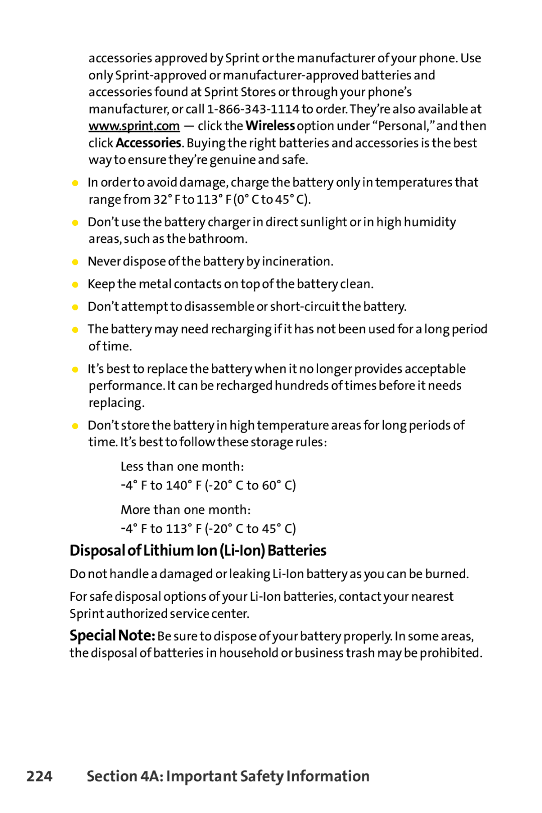 Sprint Nextel SCP-7000 manual DisposalofLithiumIonLi-IonBatteries 