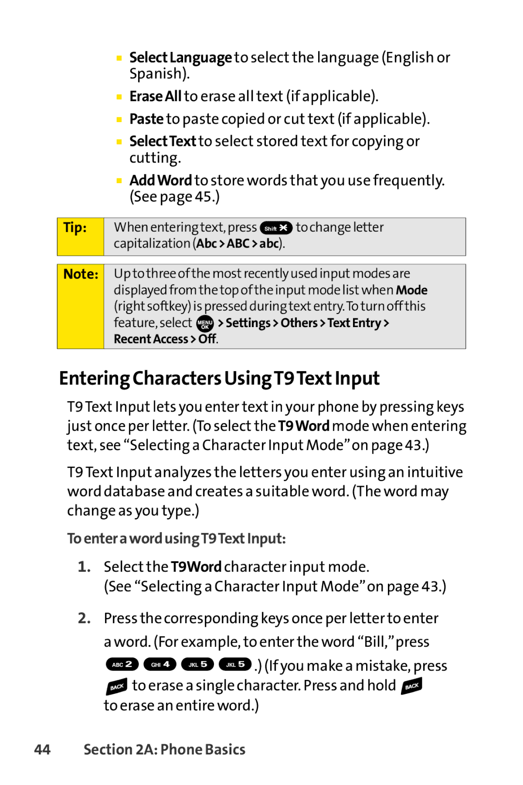 Sprint Nextel SCP-7000 manual Entering Characters UsingT9TextInput, ToenterawordusingT9TextInput 