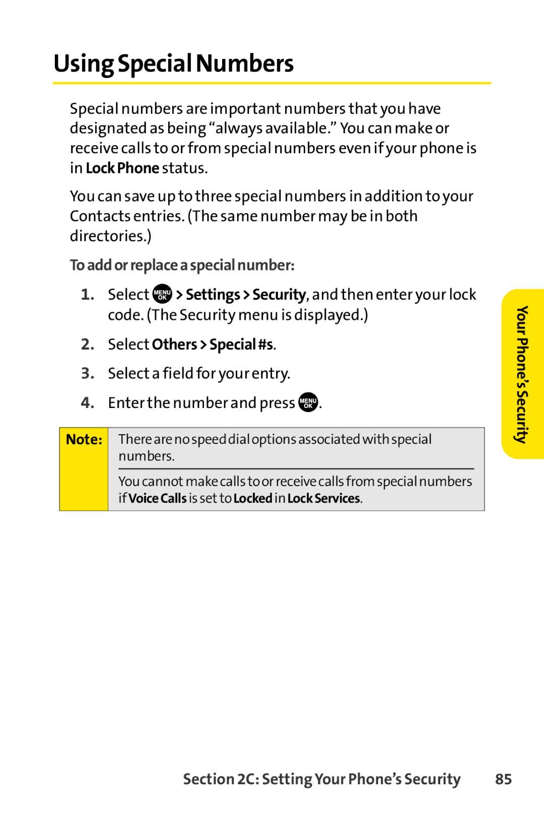 Sprint Nextel SCP-7050 manual Using Special Numbers, Toaddorreplaceaspecialnumber, Select OthersSpecial#s 