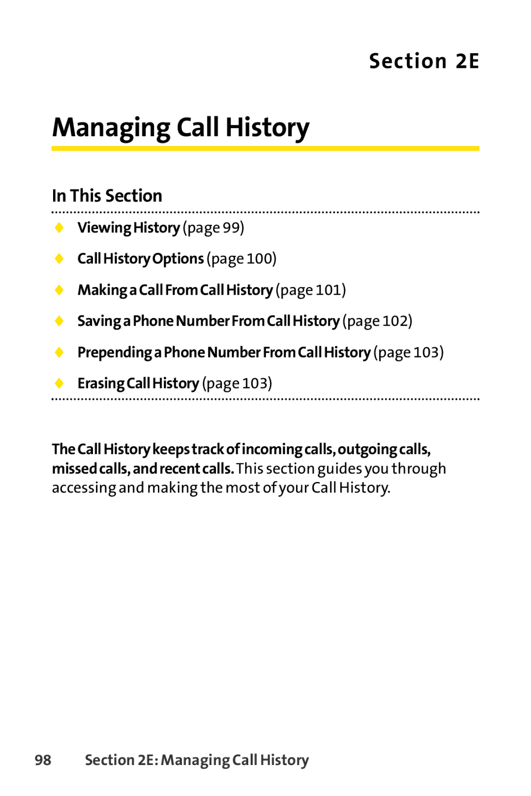 Sprint Nextel SCP-7050 manual Managing Call History 