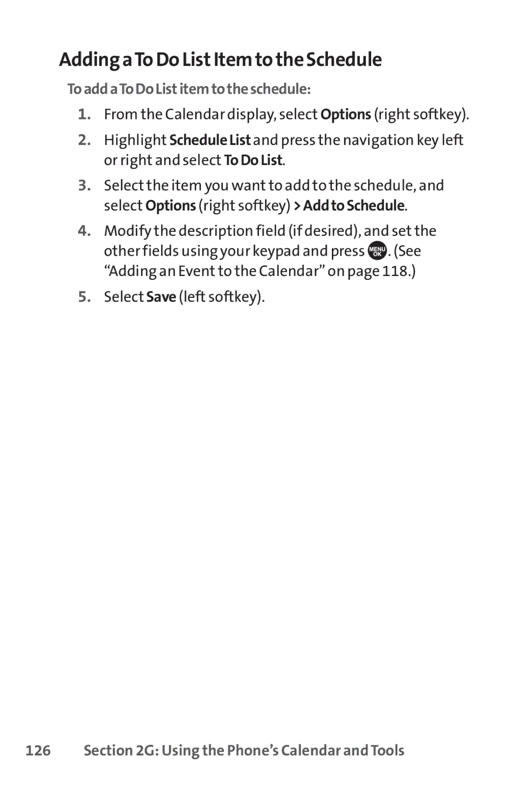 Sprint Nextel SCP-7050 manual Adding aTo Do ListItem to the Schedule, ToaddaToDoListitemtotheschedule 