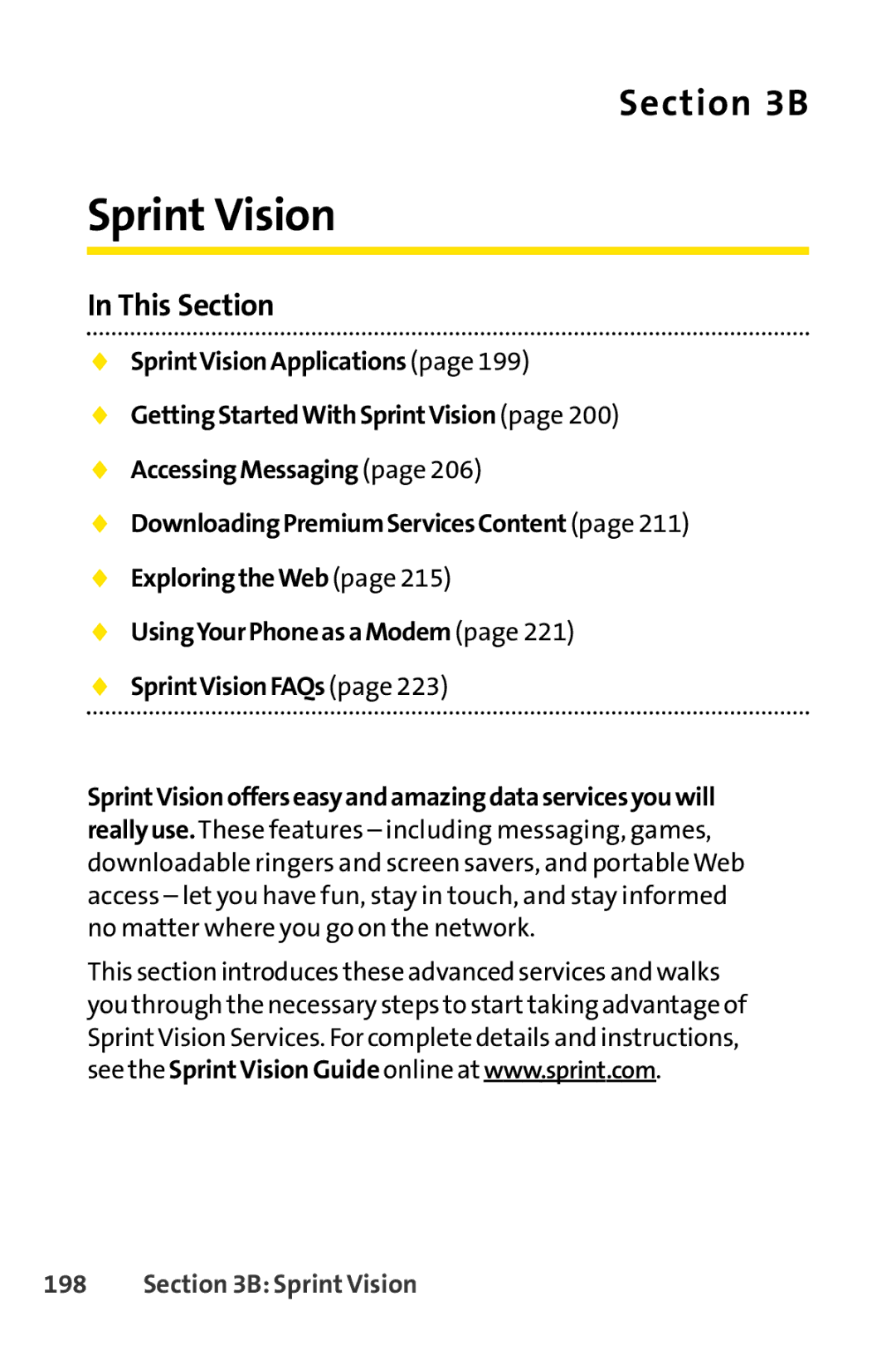 Sprint Nextel SCP-7050 manual Sprint Vision 