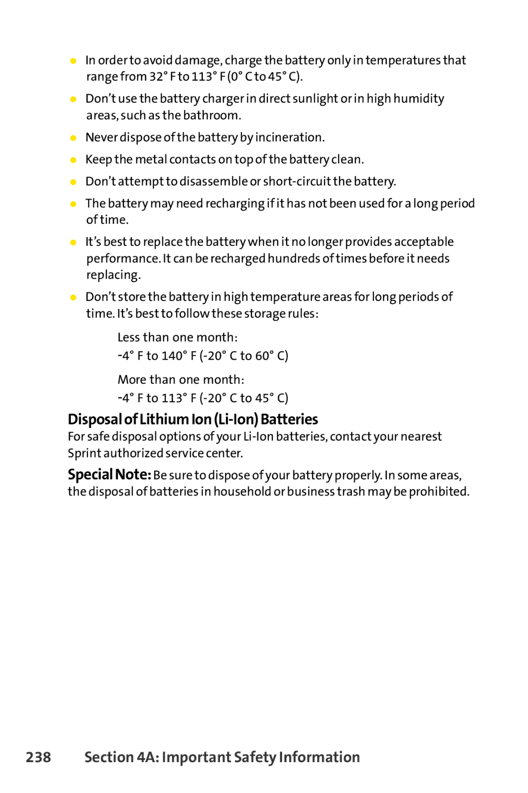 Sprint Nextel SCP-7050 manual DisposalofLithiumIonLi-IonBatteries 