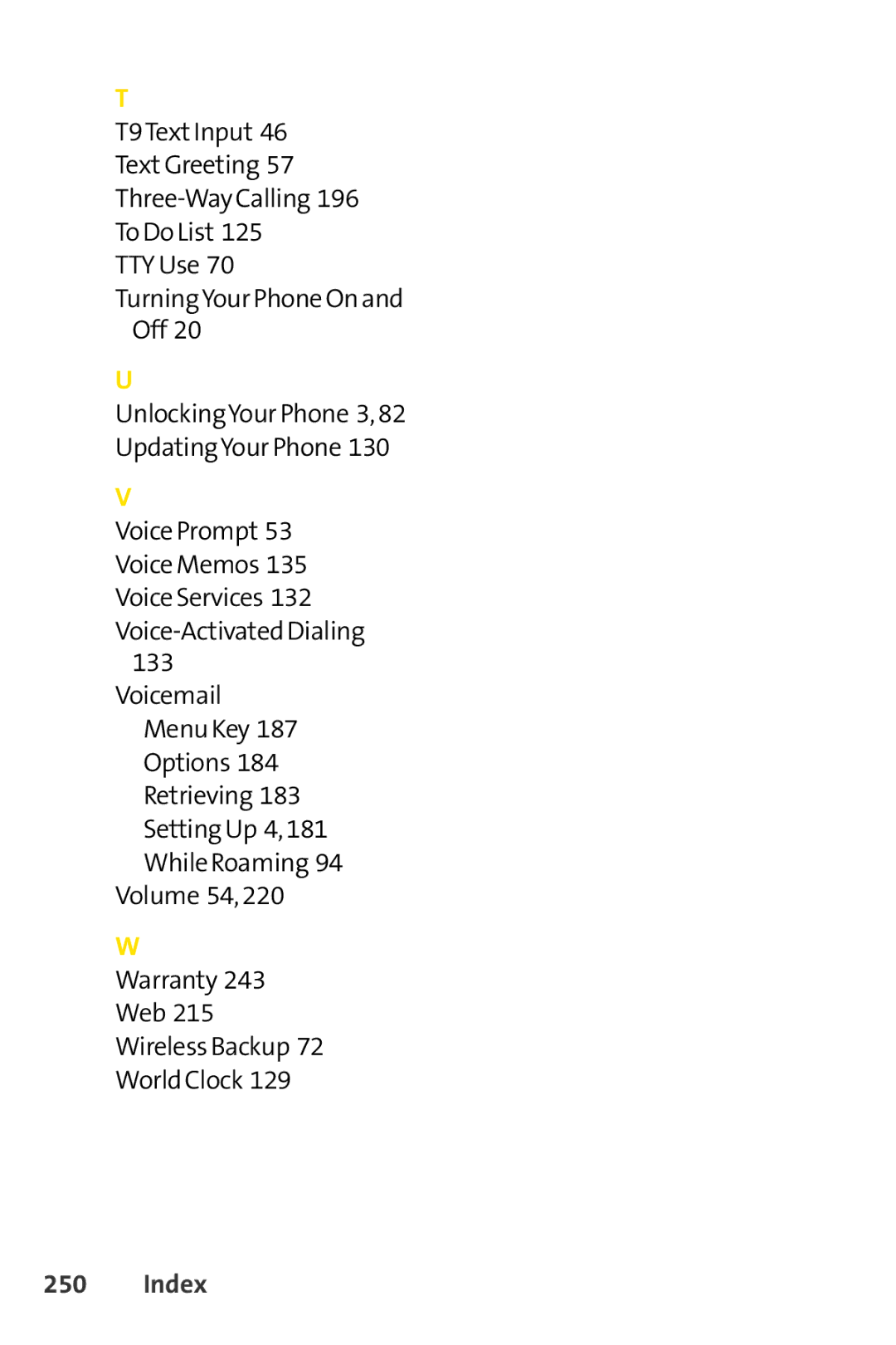 Sprint Nextel SCP-7050 manual Index 