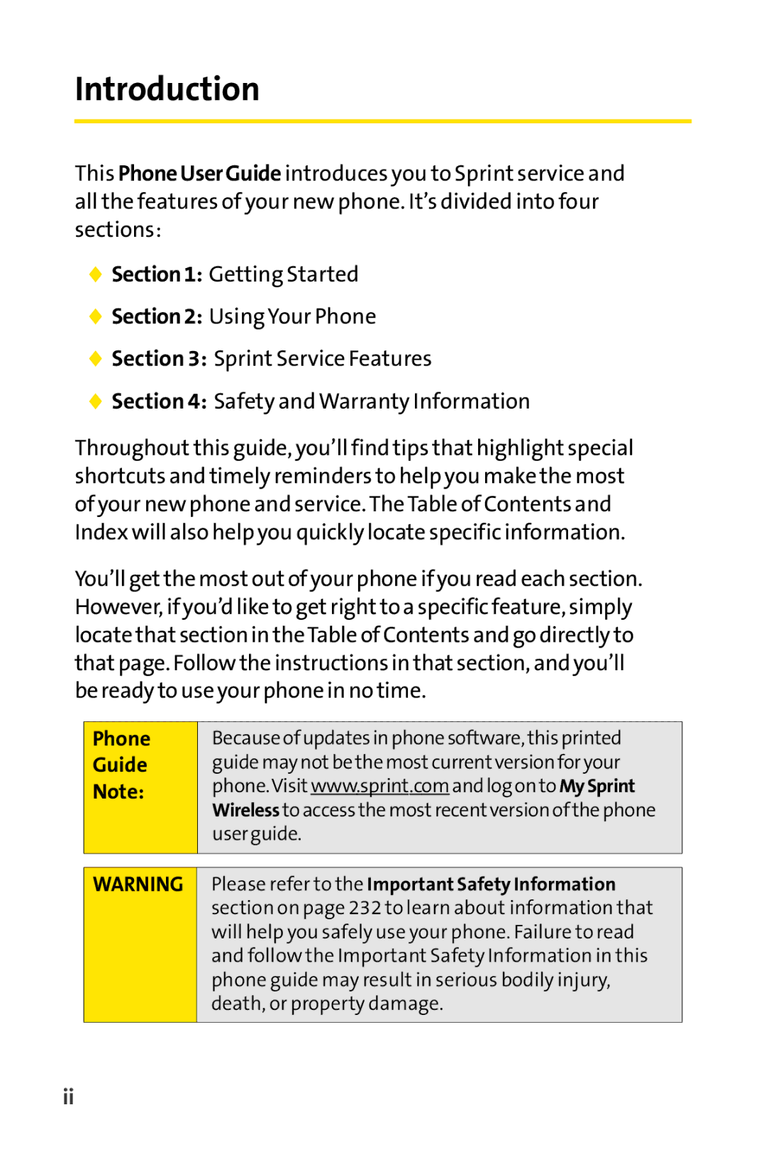 Sprint Nextel SCP-7050 manual Introduction, Phone Guide 