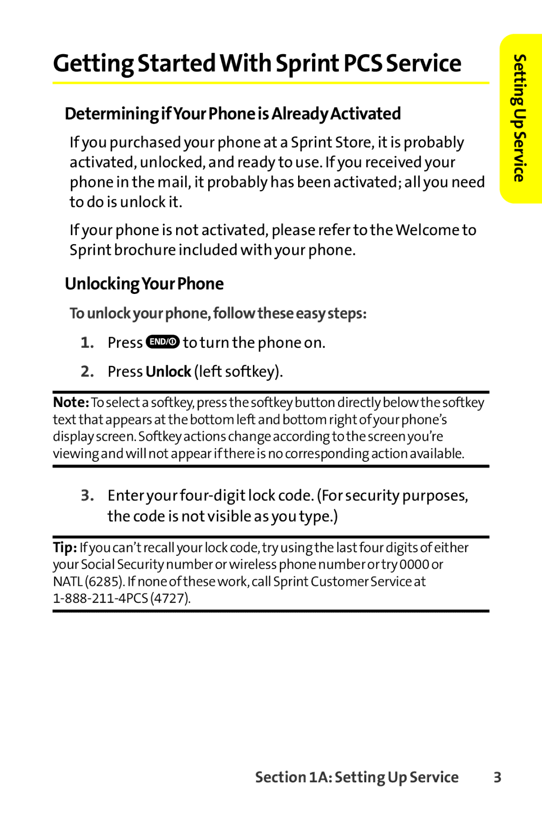 Sprint Nextel SCP-8400 manual DeterminingifYourPhoneisAlreadyActivated, UnlockingYourPhone 